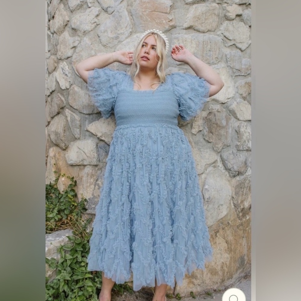 Ivy City Co Midi Blue Cloud Nine Dress